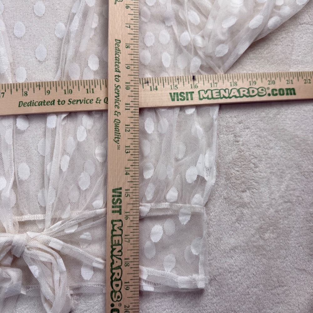 Sheer Polka Dot Tie Front Crop Top Festival Boho Y2K Blouse Chic Size L - Picture 4 of 7